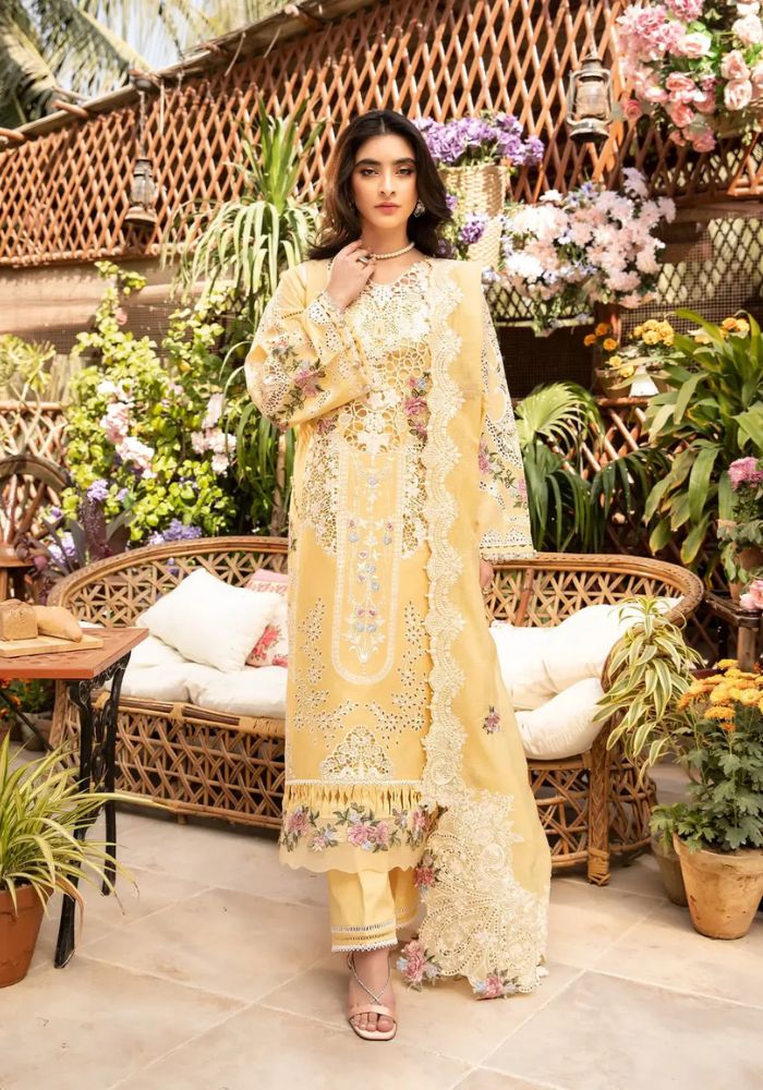 Embroidered Lawn Suits Unstitched 3 Piece Unstitched - ROSHNE - KS007